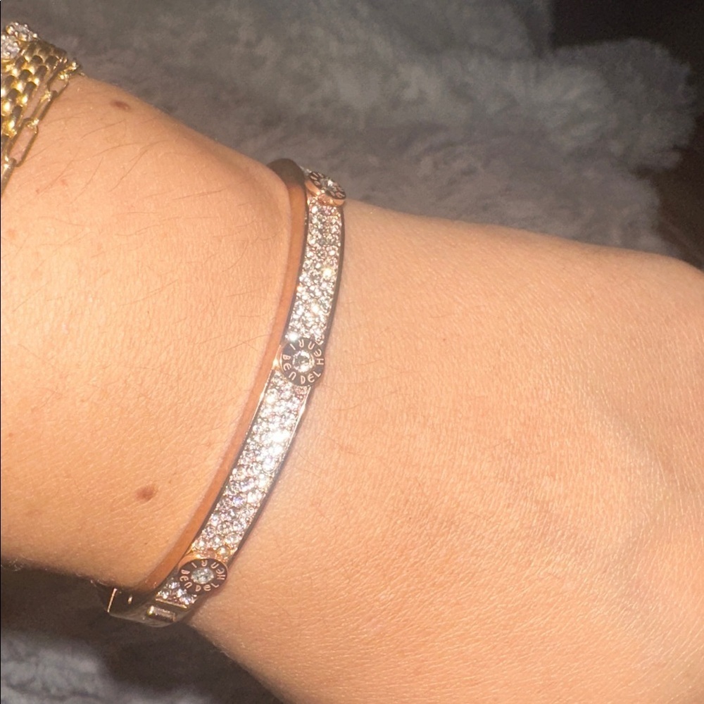LUX BANGLE✨Rose Gold screw rivet pave crystal BRACELET love bangle Henri bendel